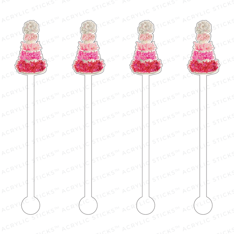 Pink Ombre Wedding Cake Acrylic Stir Sticks