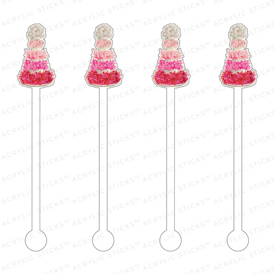 Pink Ombre Wedding Cake Acrylic Stir Sticks