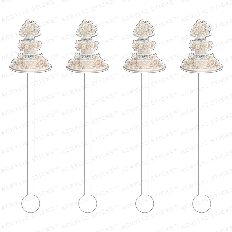 Quilted Wedding Cake Acrylic Stir Sticks