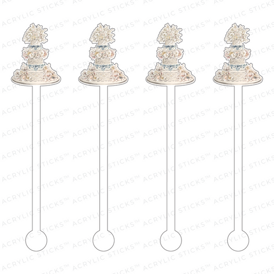 Quilted Wedding Cake Acrylic Stir Sticks