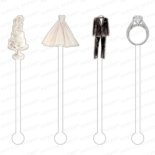 I Do Wedding Acrylic Stir Sticks Combo