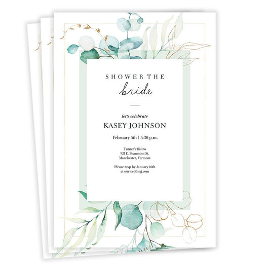 Watercolor Eucalyptus Bridal Shower Invitation