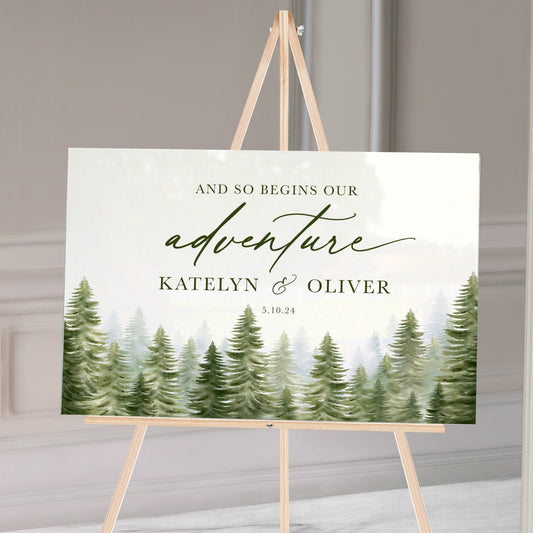 Forest Acrylic Wedding Welcome Sign - Woodsy Wedding - Mountain Wedding Signs