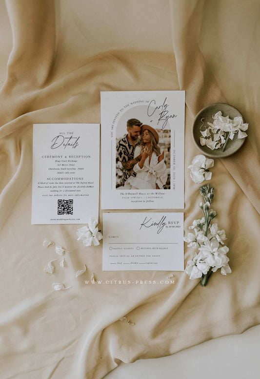 Arch Photo Wedding Invitation Set | Printable Template