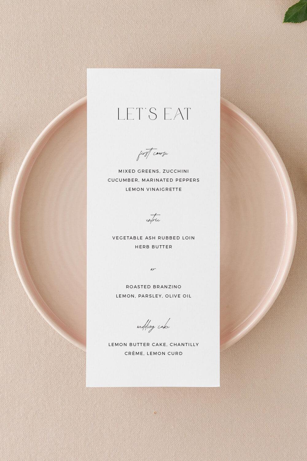 Wedding Menu Design | The Isabella