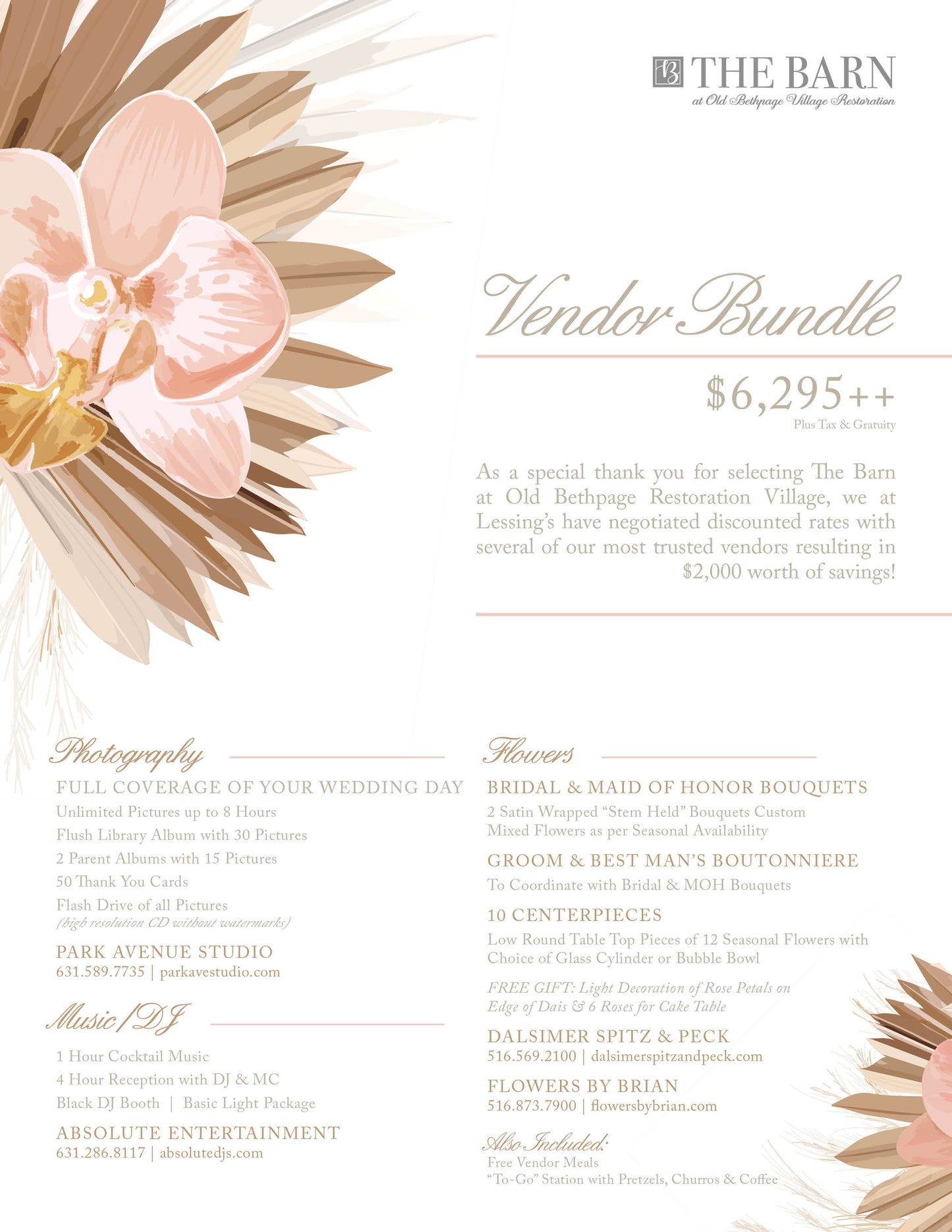 Wedding Vendor Bundle (Photography, Flowers, Entertainment)