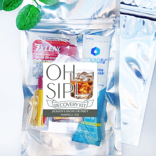 Oh Sip Whiskey Cocktail Labels + Resealable Bags
