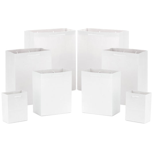 White Assorted Sizes 8-Pack Gift Bags