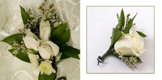 White Corsage and Boutonniere 24 PCS