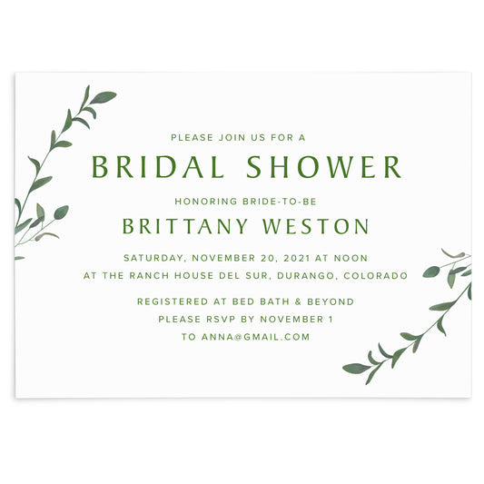 Greenery Bridal Shower Invitation