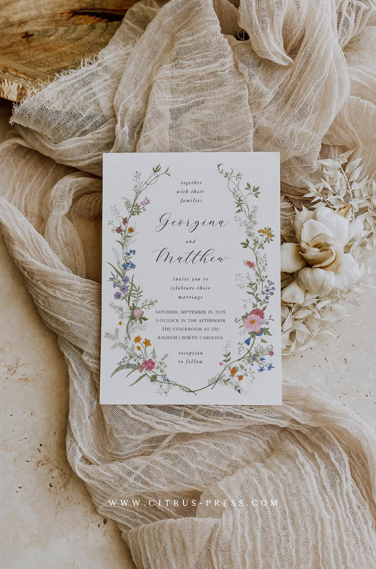 Wild Flower Wedding Invitation | Printable Template