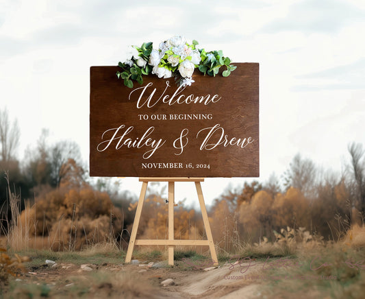 Wood Wedding Welcome Sign | W...