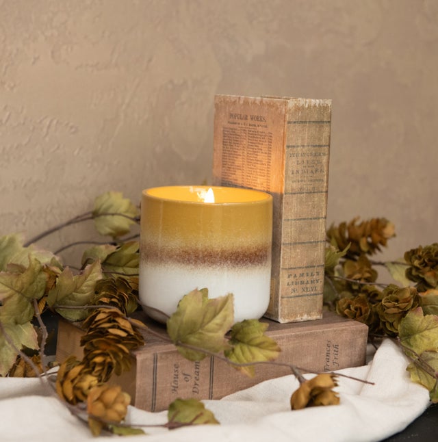 Yellow Ceramic Timer Candle - Large