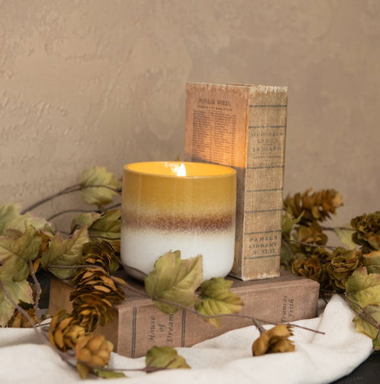 Yellow Ceramic Timer Candle - Large