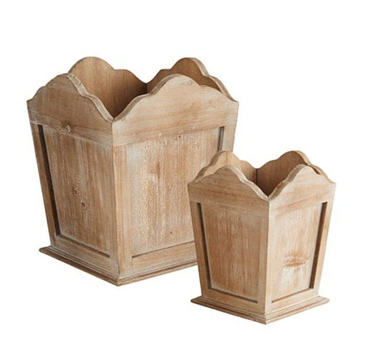 Wood Scalloped Square Container - Small