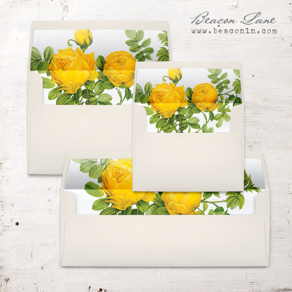 Yellow Garden Rose Envelope Liners