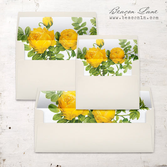 Yellow Garden Rose Envelope Liners
