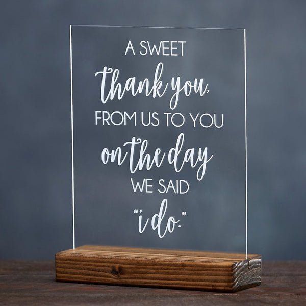 A Sweet Thank You From Us to You Candy Table Wedding Sign