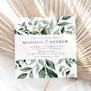 Abundant Greenery Square Wedding Invitation