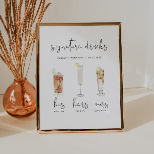 ADELLA Minimal Watercolor Cocktail Signature Drink Poster