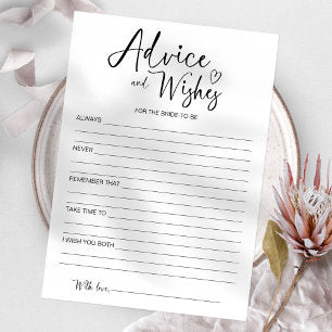 Advice and Wishes For The Bride-to-be Card