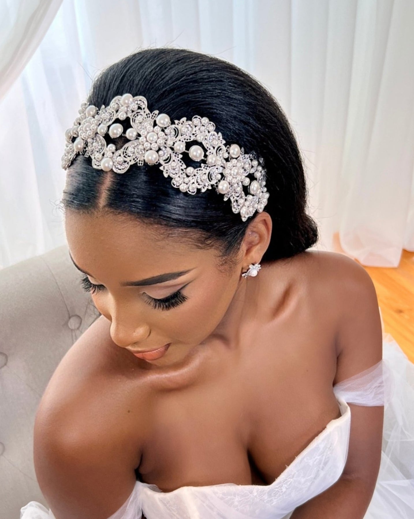 Glamorous Pearl And Crystal Headband Style No. 392591