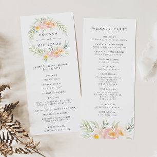 Airy Floral Wedding Ceremony Program
