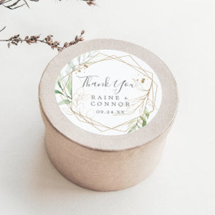 Airy Greenery Thank You Wedding Favor Sticker