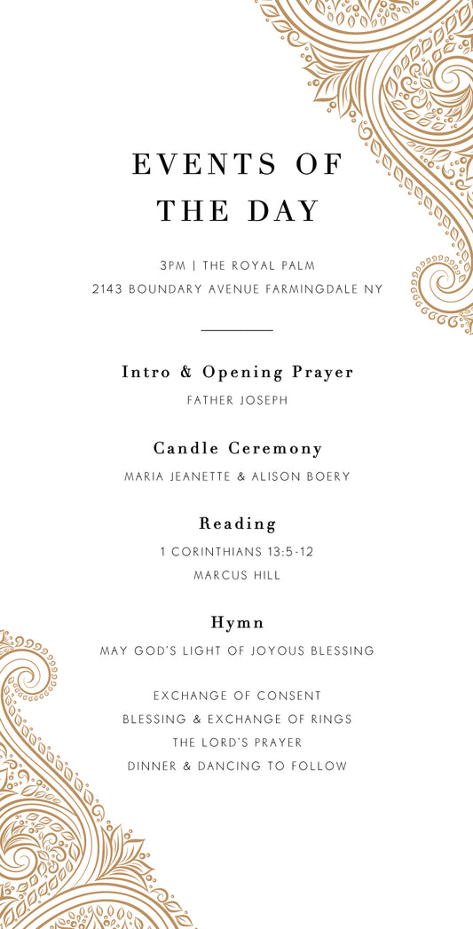 Amla Wedding Program by Stella M.