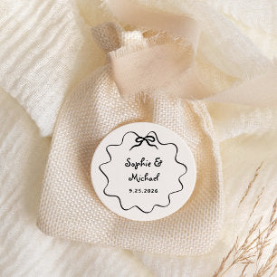Amour Illustrated French Bow Wedding Classic Round Sticker