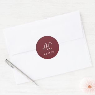 Anastasia Burgundy Elegant Wedding Classic Round Sticker