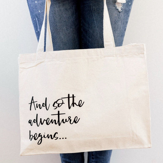 And So the Adventure Begins Bride Canvas Bag, Engagement Gift for Bride to Be