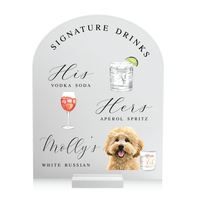 His and Hers Custom Illustrated Pet Bar Sign