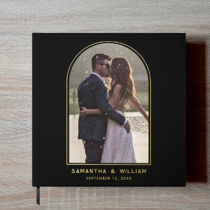Arch Photo Gold Foil Typography Elegant Wedding Foil Guest Book