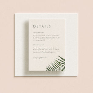 Areca Modern Watercolor Palm Wedding Enclosure Card