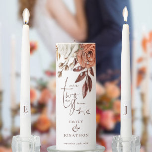 Autumn Florals Romantic Quote Names Date Initials Unity Candle Set