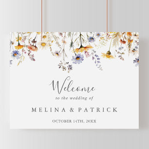 Autumn Sunshine Wildflower Wedding Welcome Poster