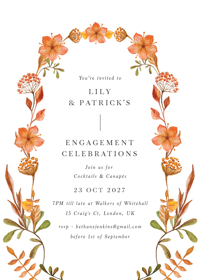 Autumn Wreath Engagement Invitations by Yunita Y.