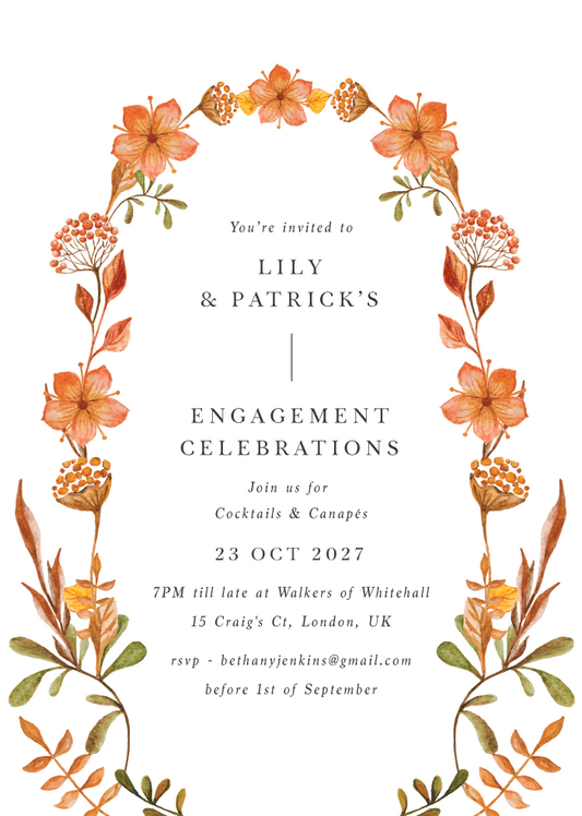 Autumn Wreath Engagement Invitations by Yunita Y.