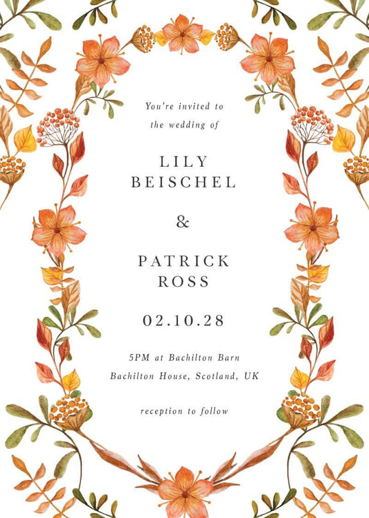 Autumn Wreath Wedding Invitations by Yunita Y.