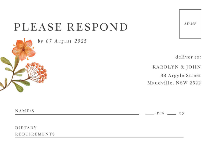 Autumn Wreath RSVP Cards by Yunita Y.