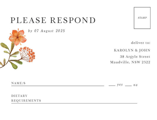 Autumn Wreath RSVP Cards by Yunita Y.