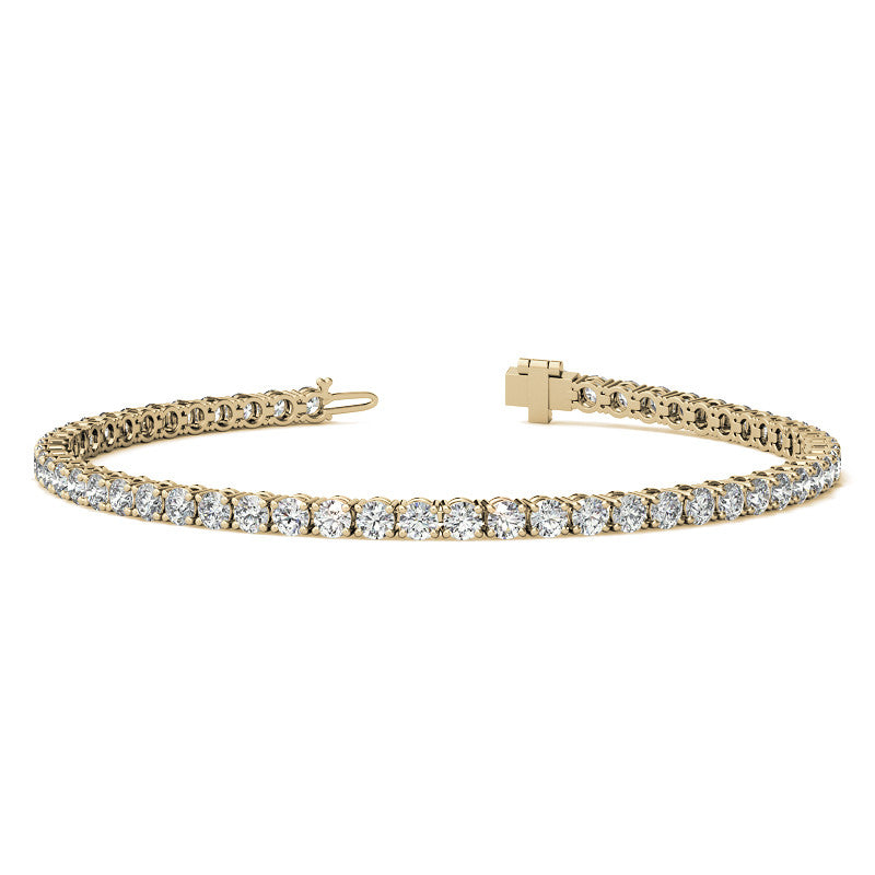 3.00 CTW AGI Certified Lab-Grown Diamond Tennis Bracelet in 14K Yellow or White Gold - G/VS Clarity