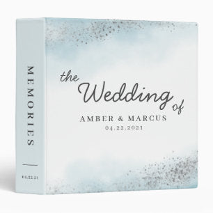 Baby Blue Silver Wedding Photo Album 3 Ring Binder