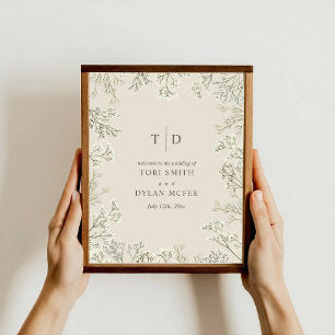 Baby's Breath Monogram Wedding Welcome Poster