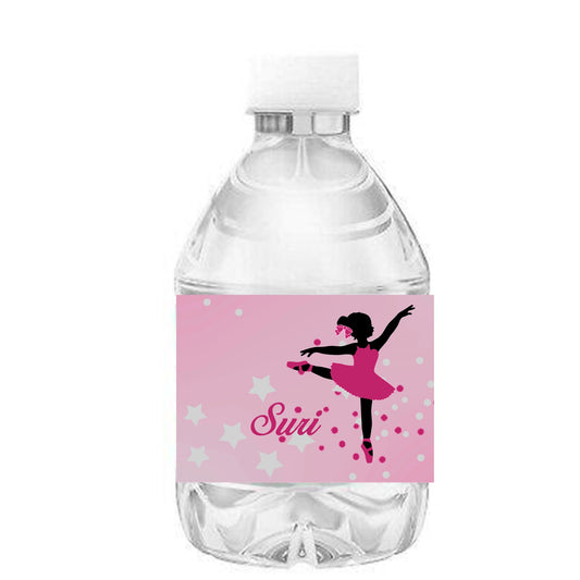 Ballerina Themed Water Bottle With Personalized Label