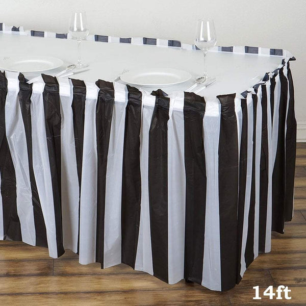 14 feet x 29" Stripe Plastic Table Skirt