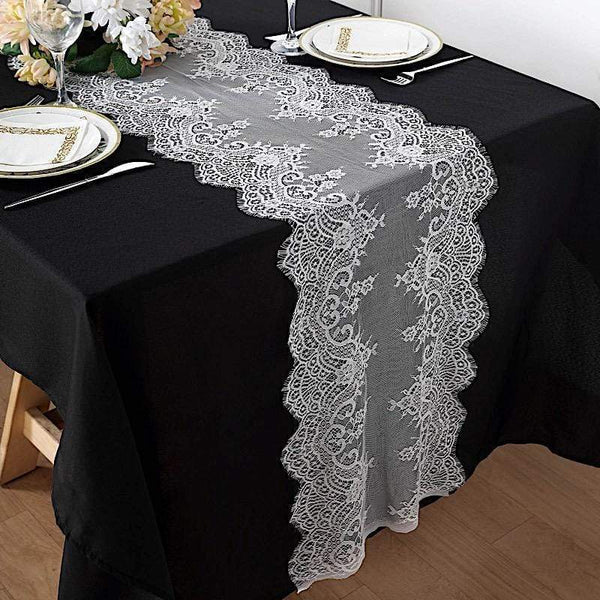 15x117 in Premium Lace Table Runner with Scalloped Edges