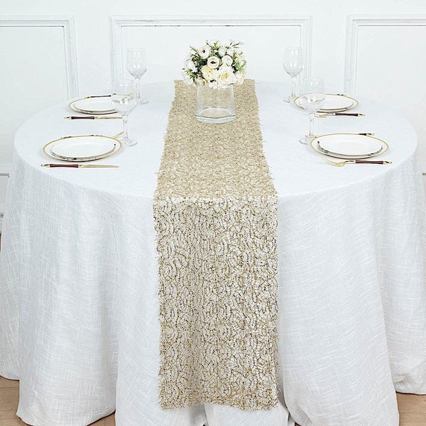 12x108 in Sequin Mesh Schiffli Lace Table Runner