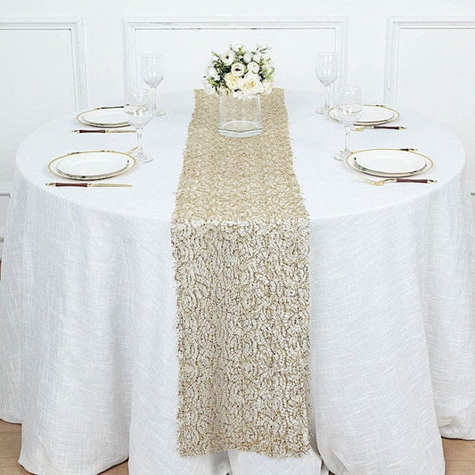 12x108 in Sequin Mesh Schiffli Lace Table Runner